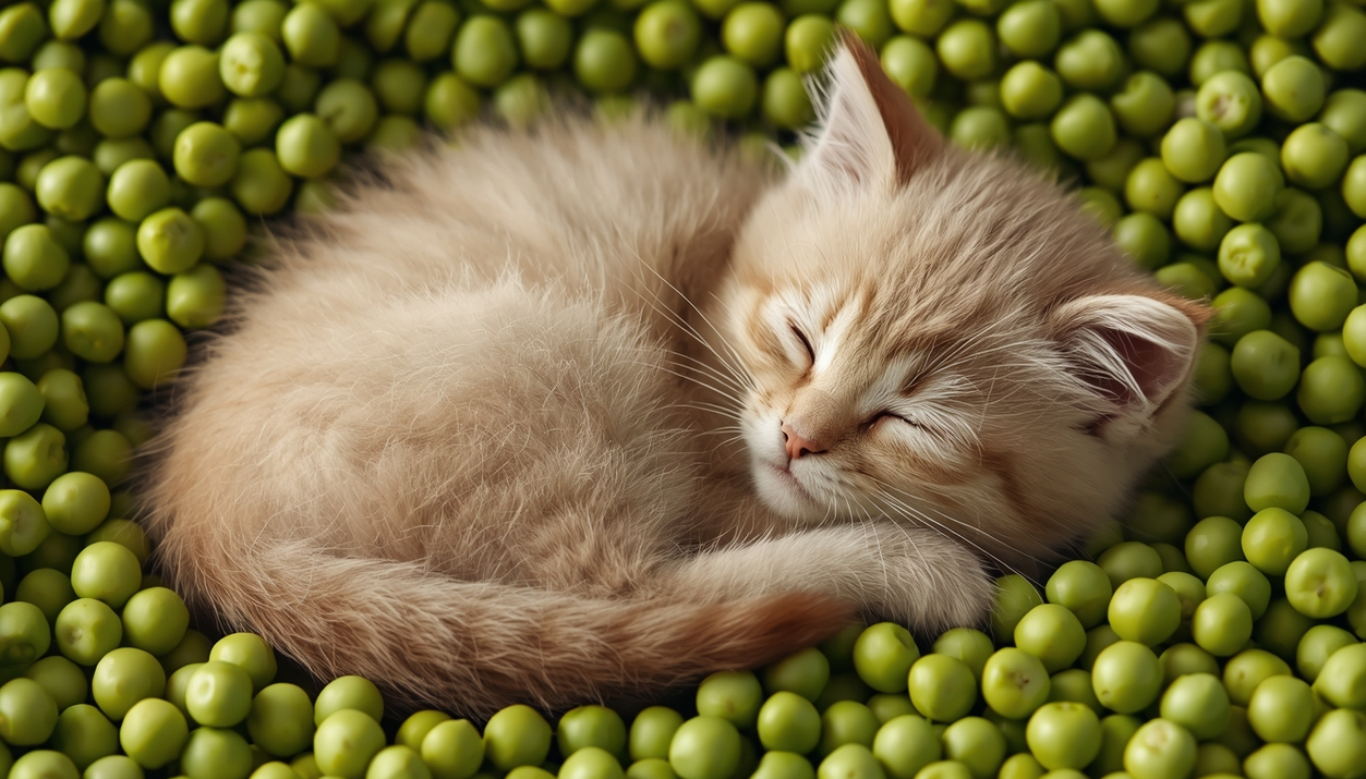 Котенок и горох